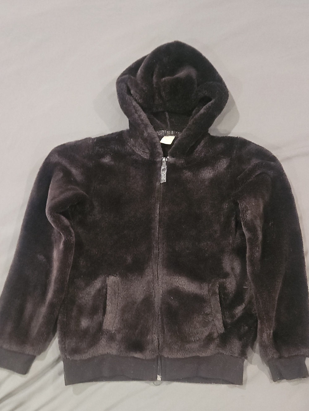Arizona Jean Company Plush Hooded Zip Jacket in Dark Brown